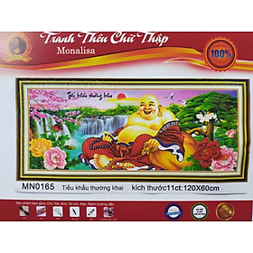 Mua Tranh thêu chữ thập phật di lặc hoa mẫu đơn MN0165 - 120 x 60 cm - chưa thêu