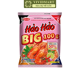 ACECOOK - Mì Hảo Hảo Big 100g Tôm Chua Cay, Mì Big 100 Hảo Hảo Tôm chua cay, Mì Hảo Hảo Big100 (100g/gói)