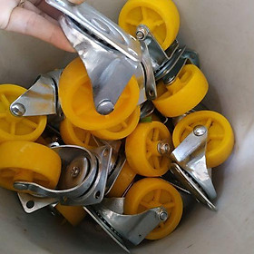 Mua Bánh xe nhựa vàng 4cm 5cm 6cm 7cm 8cm 10cm có phanh và không phanh ( giá 1c )