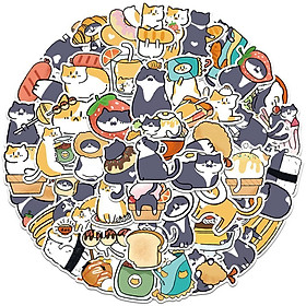 Sticker mèo xám và mèo vàng hoạt hình cute trang trí mũ bảo hiểm,guitar,ukulele,điện thoại,sổ tay,laptop-mẫu S41