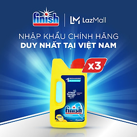 Combo 03 Bột Rửa Chén Bát Hương Chanh Finish Classic Power Powder Lemon Sparkle chai 1 kg