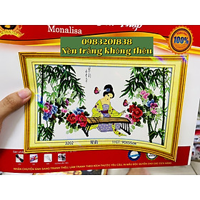 Tranh thêu chữ thập Nàng tiên gãy đàn 3202, kích thước 90*55 cm