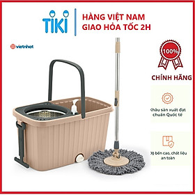 Mua Bộ lau nhà tay kéo xoay 360 độ  Bộ lau nhà thông minh tự vắt Việt Nhật tặng kèm bông lau - Hàng Việt Nam