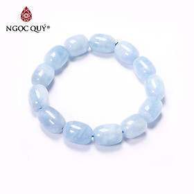 Vòng tay lu thống đá aquamarine hạt 15x11.5mm mệnh thủy mộc - Ngọc Quý Gemstones