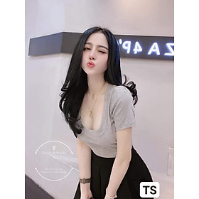 Áo cộc phông nữ cổ vuông, áo thun nữ cổ vuông ôm người siêu xinh - H&N Store