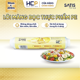 Lõi Màng Bọc Thực Phẩm PE SATIS 30cm x 200m Không Chứa Chất Phụ Gia Gây Hại Sức Khỏe Dùng Được Cho Lò Vi Sóng