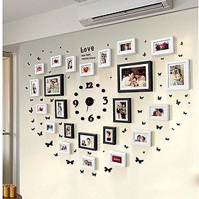 Combo Đồng Hồ và Bộ 23 Khung ảnh Composite Treo Tường phòng cưới KA2301 Miễn phí phụ kiện.