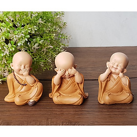 Mua Bộ 03 chú tiểu áo nâu - mẫu Tam Không size mini 7cm mã MIXU-CT012B