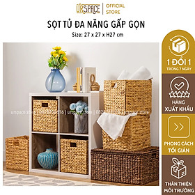 Sọt tủ cói (bèo) đa năng hình vuông có thể gấp gọn/ Hand woven hyacinth folding basket