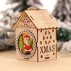 Siaonvr LED Light Wood House Cute Christmas Tree Hanging Ornaments Holiday Decoration