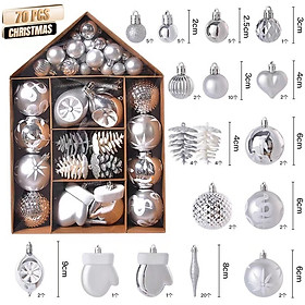 Trọn bộ phụ kiện trang trí cây thông Noel 70pcs Christmas Ball Ornaments Set For Holiday Home Party Decorat