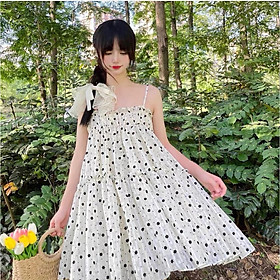 Đầm Nữ Voan 2 Dây Babydoll Hoa Nhí Đen Siêu Xinh Váy Nữ 2s Dáng Ngắn Đáng Yêu
