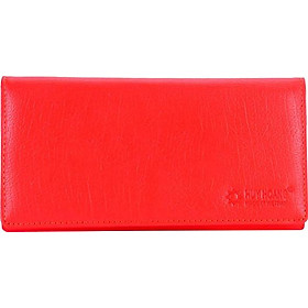 Ví Nữ Da Bò 3 Gấp Huy Hoàng HT3162 (19 x 9.5 cm) - Đỏ