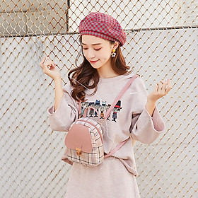 Balo Nữ Thời Trang, Balo Mini Da PU Kẻ Caro Đeo Vai Phong Cách Thời Trang Nhiều Màu Lựa Chọn Đi Du Lịch/ Đi Làm - CARO ĐEN