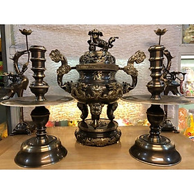 Mua Bộ đỉnh đồng lư hương ngũ sự màu 50 cm