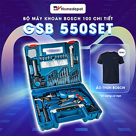 Máy Khoan Động Lực Bosch GSB 550 550W Set Và Bộ Dụng Cụ 100 Chi Tiết