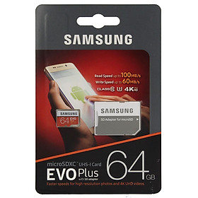 Thẻ Nhớ Micro SDXC Samsung Evo Plus 64GB Class 10 - 100MB/s (Kèm Adapter) - Hàng Nhập Khẩu