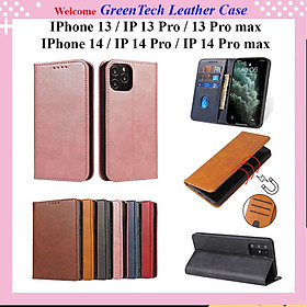 Bao da dành cho điện thoại Iphone 14, 14 pro, IP 14 Plus, 14 pro max, IP 13, 13 pro, 13 pro max dạng ví cao cấp, kiểu dáng thời trang có ngăn đựng thẻ tiện lợi