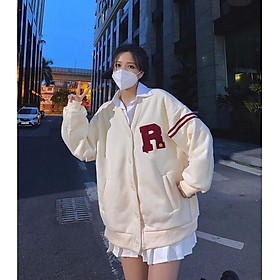 Áo Cardigan Nỉ Bông Thêu Len Sợi Chữ R M513-Teen 888