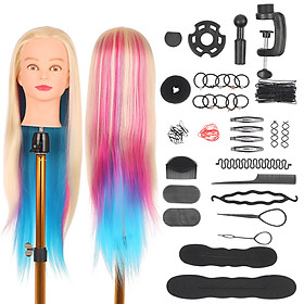 19.5'' Mannequin Head with Table Clamp Stand Hairdressing Tools for Braiding Practicing Styling Training Manikin Head