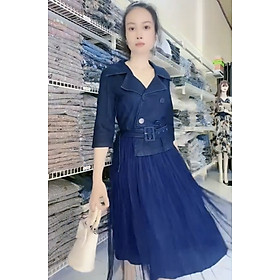 Đầm dự tiệc vest phối xếp ly cao cấp.