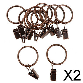 2x12 Pieces Metal Curtains Drapery Rings with Clips Copper 25mm