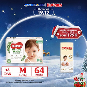 Tã Dán Siêu Cao Cấp Huggies Platinum Naturemade M64 (64 Miếng)
