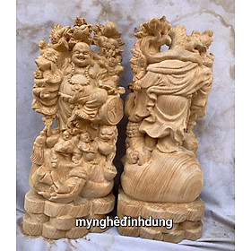 Tượng phật di lặc vác cành đào bằng gỗ ngọc am thơm nức kt cao 40cm 