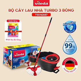 Mua  162657  Cây lau nhà VILEDA Turbo Easy Wring&Clean đầu lau tam giác  xô giặt quay bằng chân  thêm 2 bông lau