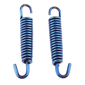 2X 2Pcs 65mm Motorcycle Stainless Steel Exhaust Pipe  Spring Hook Blue