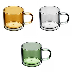 3 Pieces 250 ml Glass Cup Champagne Drinking Cup Double-Layer for Cafe