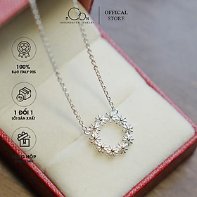 Dây chuyền bạc, vòng cổ bạc nữ họa tiết vòng tròn hoa cúc họa mi nhỏ lạ