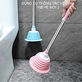 Mua Dụng cụ thông tắc bồn cầu đa năng thế hệ mới 02  bằng cao su  tay cầm bằng inox