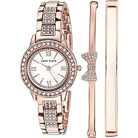 Anne Klein Women's Swarovski Crystal Accented Bracelet Watch and Bangle Set, AK/3334