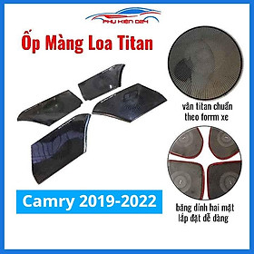 Bộ ốp màng loa vân Titan cho xe Camry 2019-2020-2021-2022 chống xước trang trí nội thất ô tô
