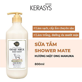 Sữa tắm cao cấp Hàn Quốc Aekyung Showermate Goatmilk Manuka Honey (Dưỡng ẩm, trắng da - Hương mật ong Manuka) 800ml