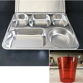Mua Khay Cơm 5 Ngăn Sâu Nắp INOX Tặng 1 ly Mika