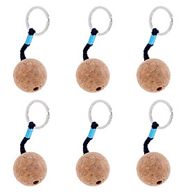 Pack of 6, Floating Cork Ball Keychain with , Safety 35mm Floatable Keys Floater for  Sports