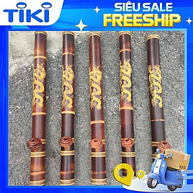 Mua Điếu cày mây dài Khắc Rồng CNC dài 65cm bên mây nhựa