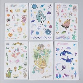 Bộ 6 Tấm Sticker Dán Trang Trí Giấy Cô Gái Tháng 12