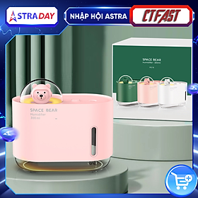 Máy Phun Sương, Máy Tạo Độ Ẩm Mini Hình Mèo CTFAST-01 Dung Tích 300 ML, Cấp Ẩm Cho Da, Phòng Điều Hòa, Khuếch Tán Tinh Dầu, Hoạt Động Êm Ái Ánh Sáng Thay Thế Đèn Ngủ - Hàng Chính Hãng - Hình gấu-Màu hồng