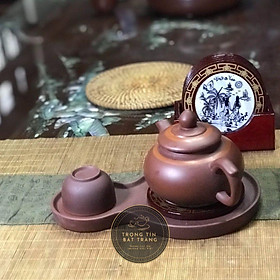 Mua Bộ Ấm Chén Trà Đạo Gốm Tử Sa Bát Tràng Dáng Phỏng Cổ Dung Tích 220ml (Bộ Ấm Chén) ABTTH 12