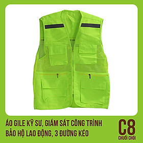Áo Gile Kỹ Sư, Giám Sát Công Trình, Bảo Hộ Lao Động, 3 Đường Kéo - Mã C8 (Chuối Chối)  - 5 Áo