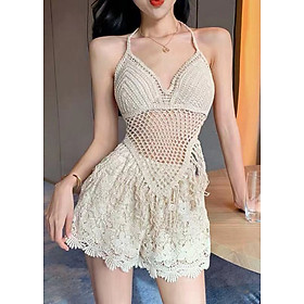 Set bikini len 2 - 3 chi tiết. Áo len móc kín bụng, che khuyết điểm. Đồ bơi len ren đi biển mẫu mới, hàng cao cấp, chất đẹp | KT100