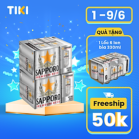 Combo 02 thùng Bia Sapporo Premium - 6 lon 650ml 