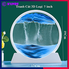 Mua Tranh Cát Chảy Chuyển Động 3D KUNBE Nhiều Mẫu Trang Trí Nhà Cửa Bàn Làm Việc  Giảm Stress - Màu xanh dương - Tròn Viền Trắng 7inc