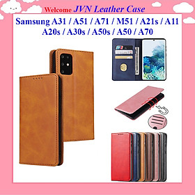 Bao da ốp lưng dành cho Samsung Galaxy A31, A51, A71, M51, A21s, A11, A20s, A50, A50s, A30s, A70 dạng ví case cao cấp, kiểu dáng sang trọng thời trang, ngăn đựng thẻ tiện lợi, bảo vệ điện thoại toàn diện