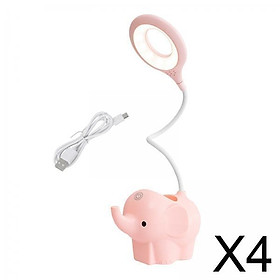 4x Light Pink Rechargeable Elephant Shape LED Desk Lamp at Night