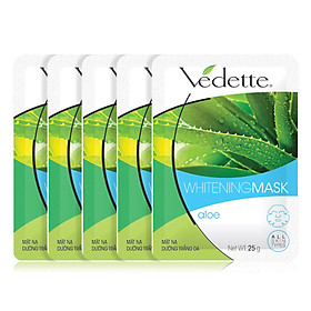 Lô 5 Mặt Nạ Giấy Dưỡng Trắng Da Vedette Nha Đam 25g