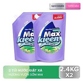 Combo 2 Túi Nước Giặt Xả Maxkleen Hương Vườn Sớm Mai 2.4kg túi